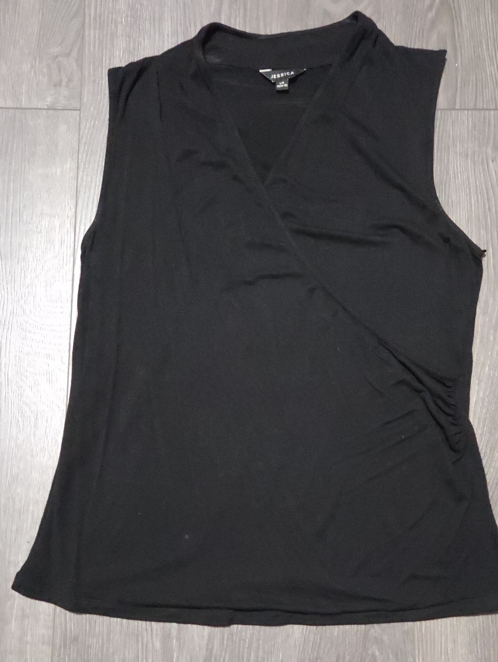 Jessica Black Sleeveless Surplice Knit Top